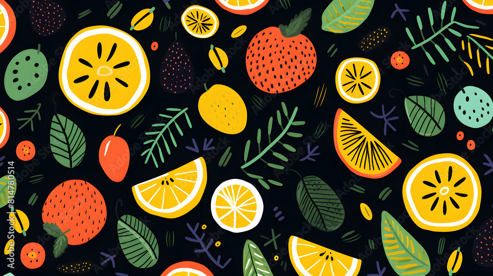 Digital fruit minimalist illustrator in a naive childish style abstract graphic poster background Digital fruit minimalist illustrator in a naive childish style abstract graphic poster background