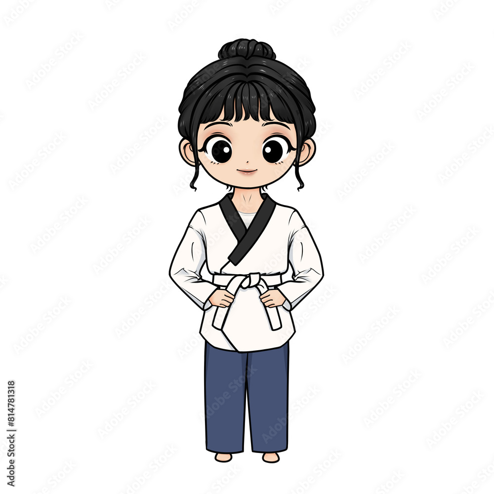 illustration of taekwondo girl with uniform and white belt with transparent background illustration of taekwondo girl with uniform and white belt with transparent background