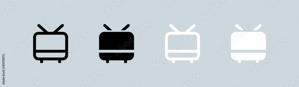 Television icon set in black and white. Retro tv signs vector illustration. Television icon set in black and white. Retro tv signs vector illustration.