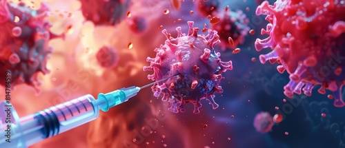 A dynamic 3D animation showcases a syringe delivering a powerful virus vaccine