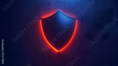 3D render of a simple shield icon on a blue background, with glowing light effects. 