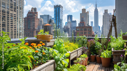 Fototapeta Naklejka Na Ścianę i Meble -  roof garden with flowers