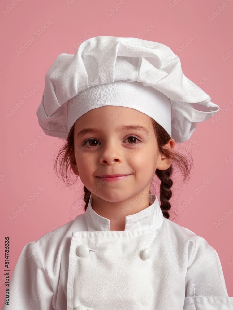 Portrait of a Cute little professional chef on color background Portrait of a Cute little professional chef on color background