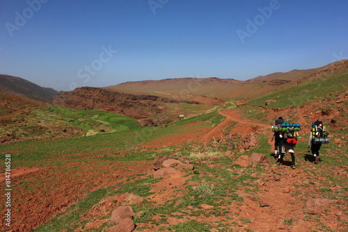 hiking in the mountains Plateau yagour Mountain, Tighdouine, Morocco  photo