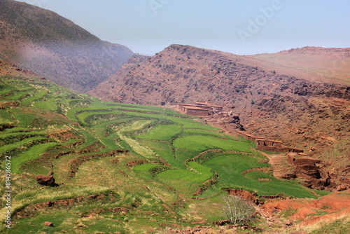 landscape with mountains Plateau yagour Mountain, Tighdouine, Morocco  photo