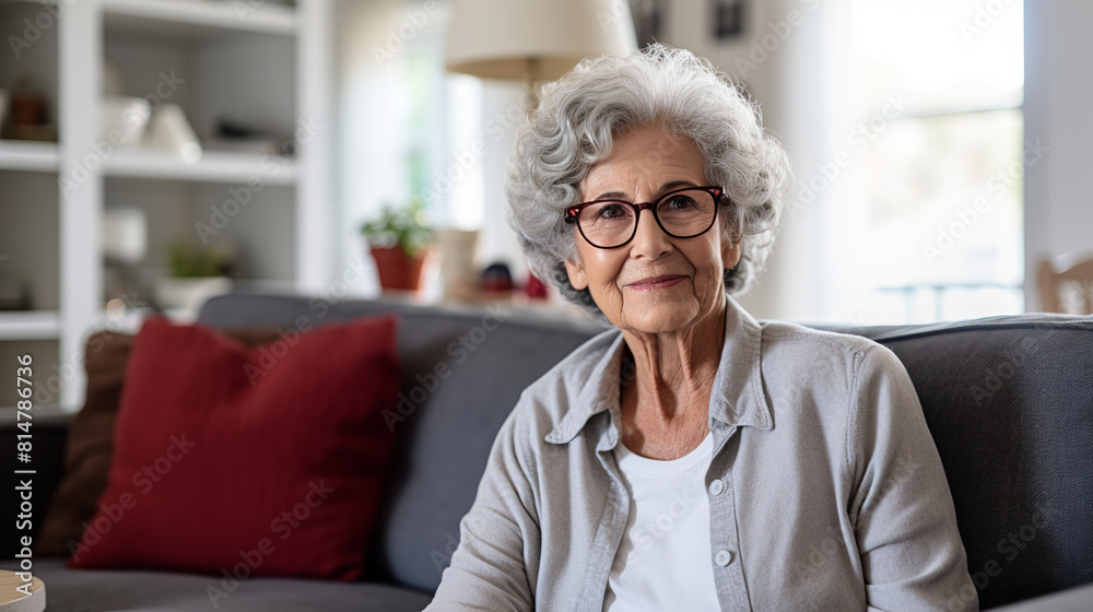 older active woman in her 70s in a camera interview setting inside her home older active woman in her 70s in a camera interview setting inside her home