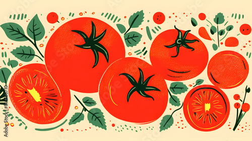 Digital modern tomato minimalist illustrator abstract graphic poster background