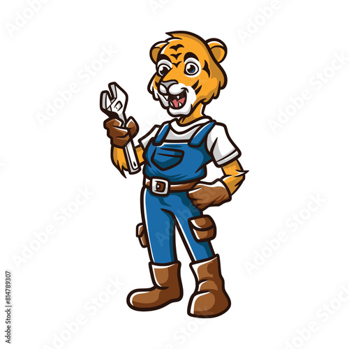 tiger technician cartoon logo character
