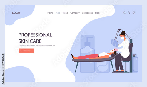 Skincare routine web banner or landing page. Facial skin cosmetic