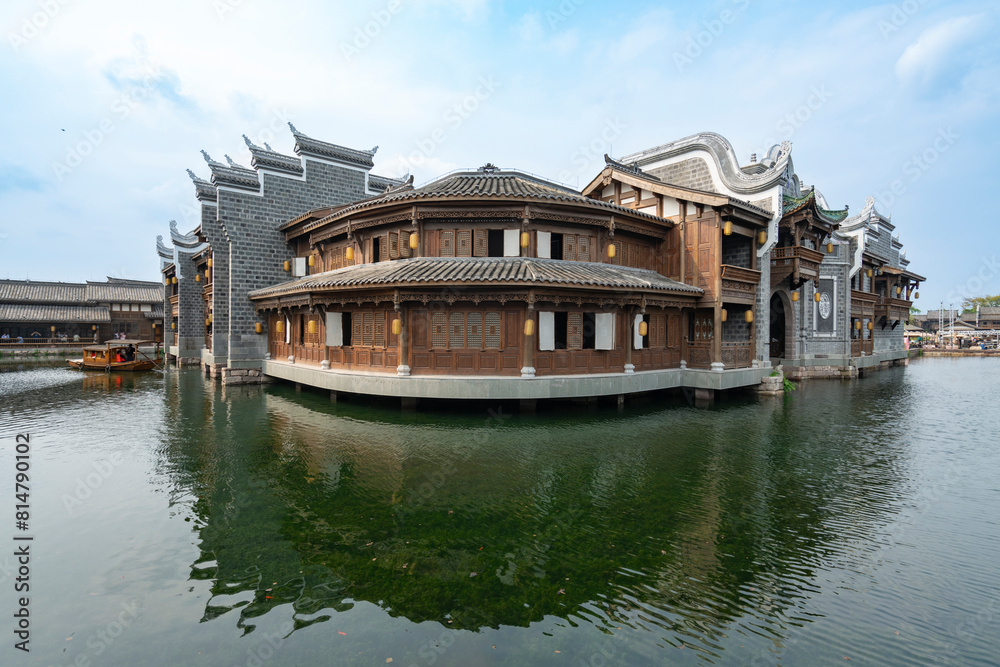 Naklejka premium the beautiful ancient town of Lizhuang on the lake, Yibin City, Sichuan Province, China