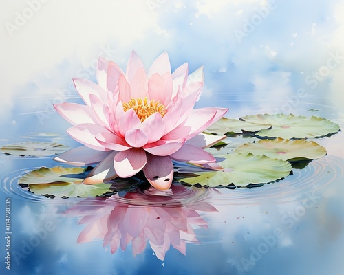 Lotus Flower and Water symbolizes condolence and peachful. photo