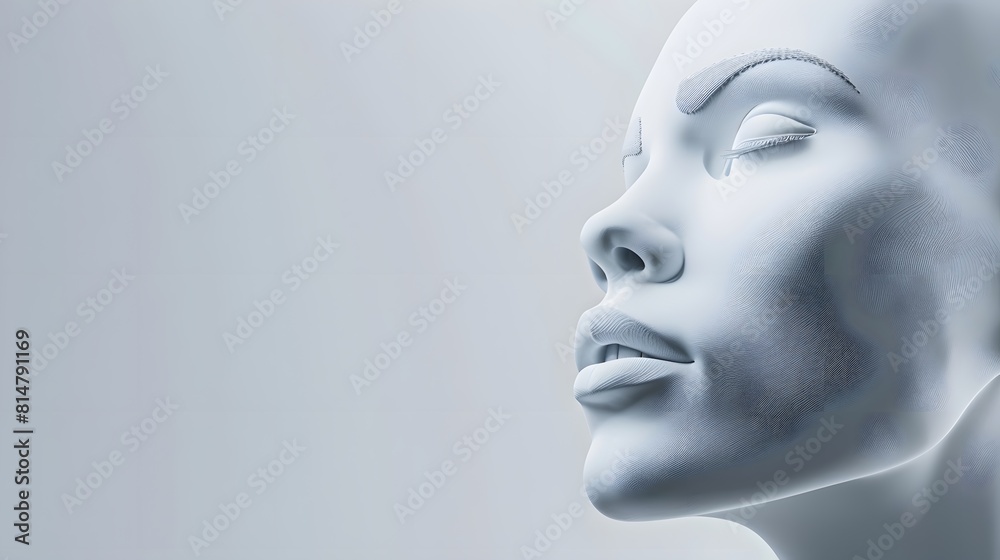 3D face design on isolated background. Ai generate. 3D face design on isolated background. Ai generate.