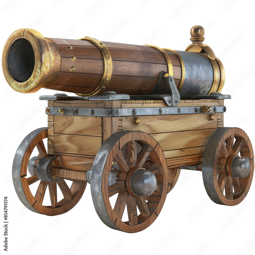 Medieval cannon, 3d elements, transparent background Medieval cannon, 3d elements, transparent background