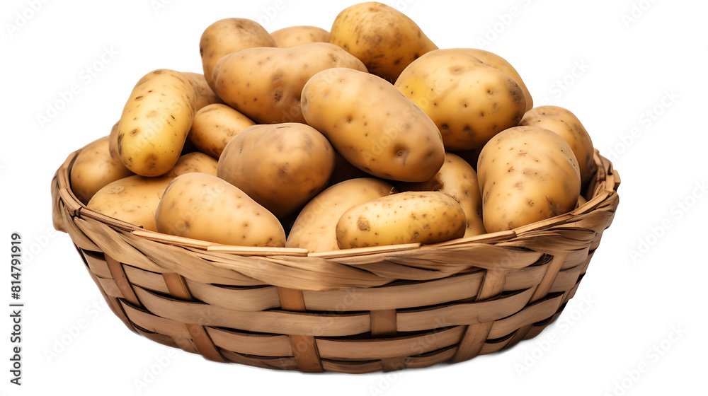A basket of potatoes with a transparent background. A basket of potatoes with a transparent background.