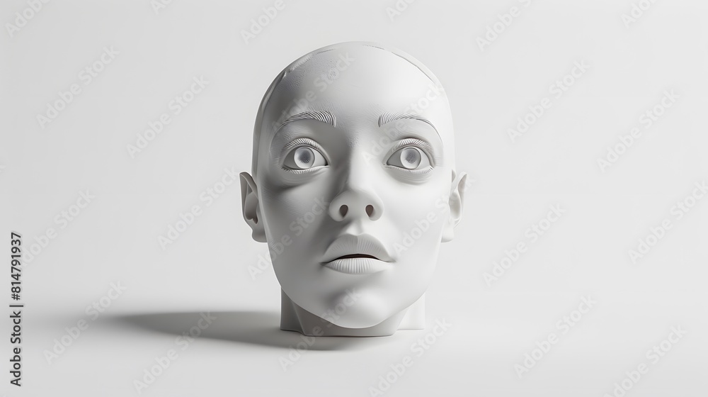 3D face design on isolated background. Ai generate. 3D face design on isolated background. Ai generate.