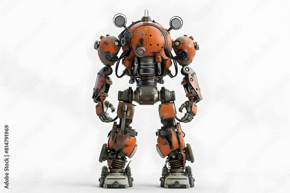 3D robot character design on white background. 3D robot character design on white background.