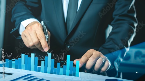 A businessman analyzing financial charts