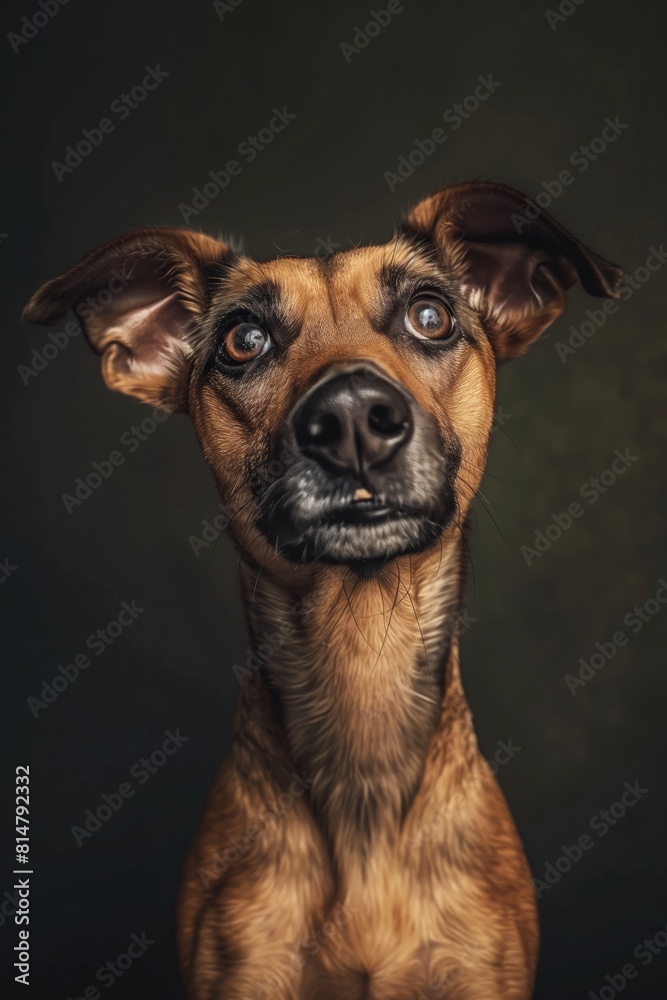 Mixed Breed Dog with Attentive Expression and Floppy Ears in a Vivid Portrait Mixed Breed Dog with Attentive Expression and Floppy Ears in a Vivid Portrait