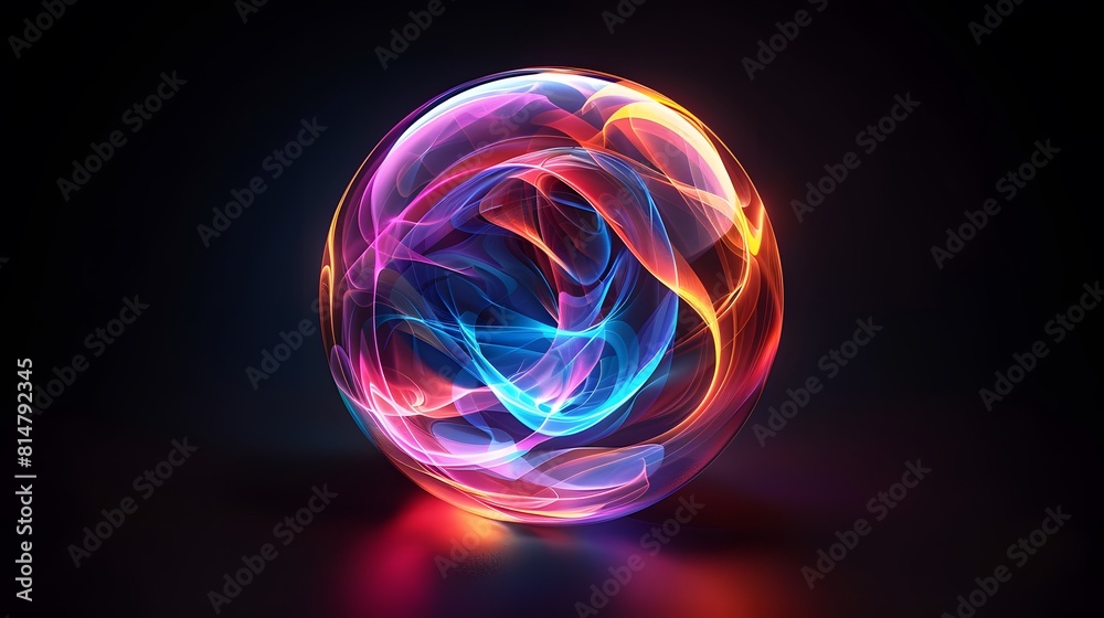 A sphere with an abstract gradient of colors, glowing from the inside out on a black background.
A sphere with an abstract gradient of colors, glowing from the inside out on a black background.