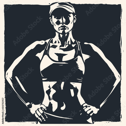 Fitness woman trainer, vector illustration	