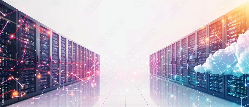 Minimalist Technology Theme with Cloud and Server Motifs