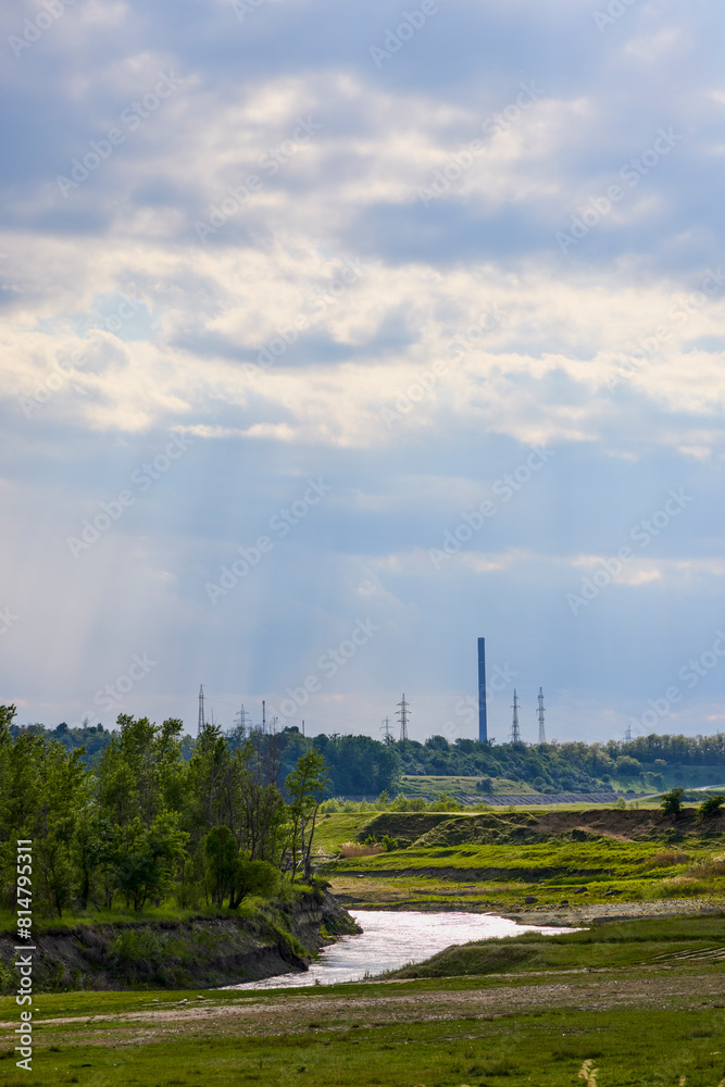 landscape with the sky and the sun's rays falling to the ground landscape with the sky and the sun's rays falling to the ground
