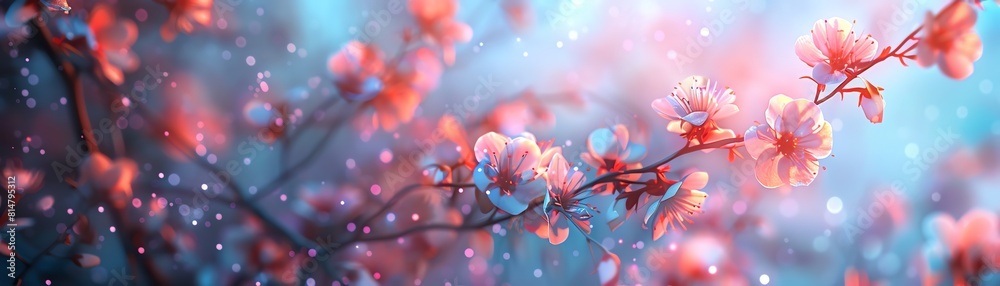 Magical blossoming tree with colorchanging flowers, top view, Enchanted bloom, advanced tone, Triadic Color Scheme Magical blossoming tree with colorchanging flowers, top view, Enchanted bloom, advanced tone, Triadic Color Scheme
