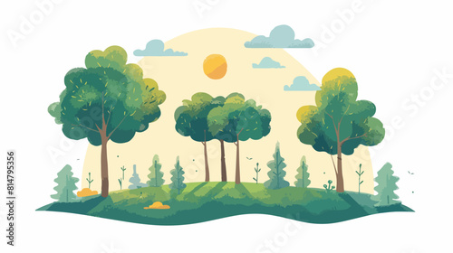 Trees plants with landscape isolated icon style