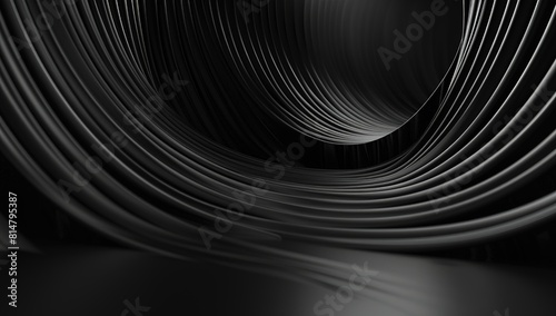Abstract 3D Rendering with Curved Lines on Black Background 