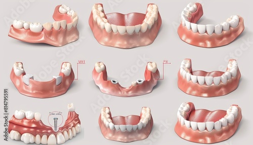 Step by step visual guide for tooth implant procedure with text annotations, high quality image