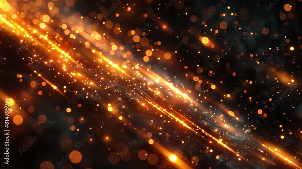 Naklejka premium Glowing dots in geometric shape, concept of light shining sparkling particles dots bokeh in blur color for hight tech business background