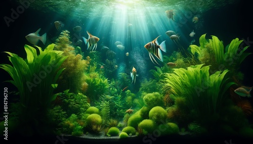 Image of Angelfish swimming in an aquarium