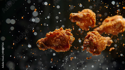 fried chicken thighs with bokeh background