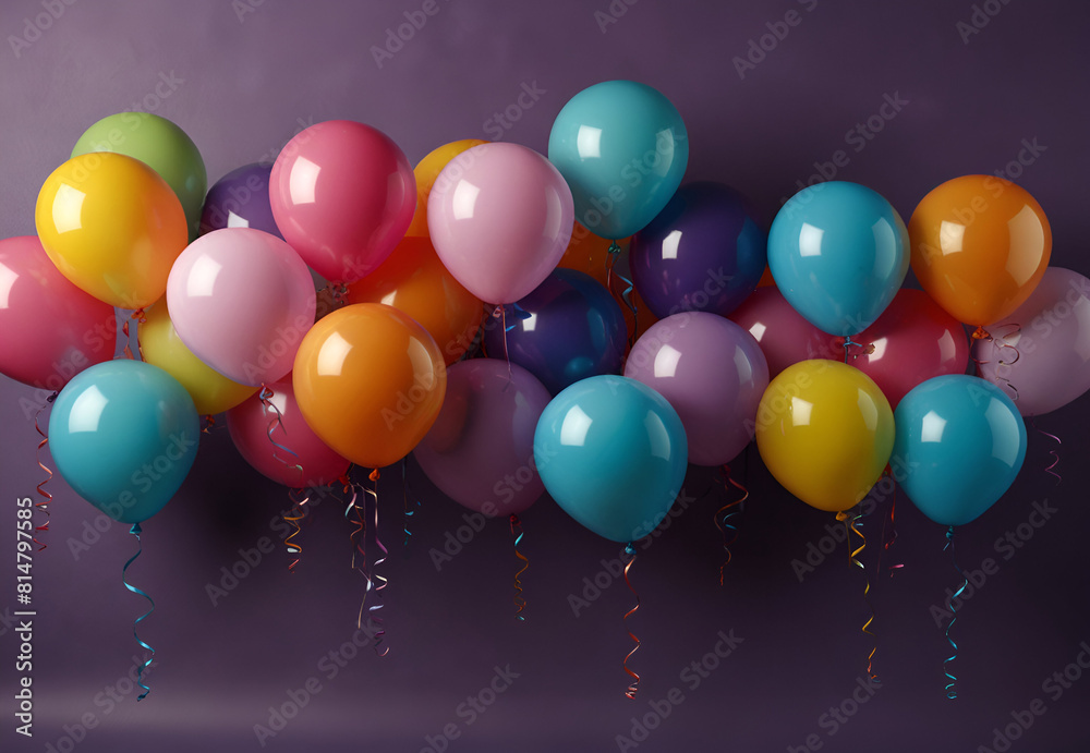 Bunch of bright balloons and space for text against color background Bunch of bright balloons and space for text against color background