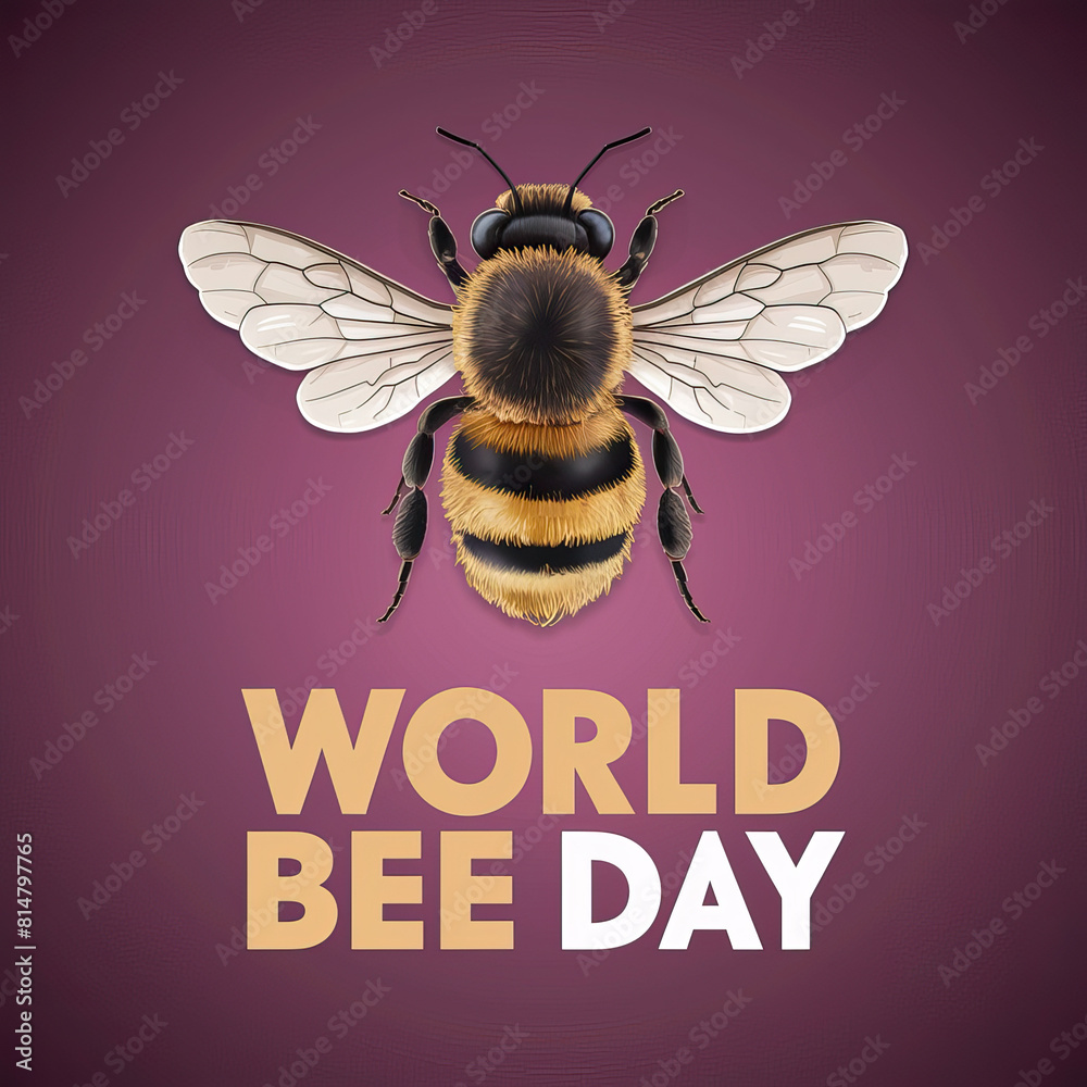 bee day, World Bee Day, social media post, World Bee Day poster, Illustration, World bee day banner, Happy World Bee Day, May 20, poster, post, banner, A cartoon bee. World Bee Day post, Honey, design