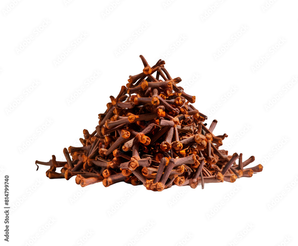 Dry cloves isolate on transparent background. top view Ai generative.
Dry cloves isolate on transparent background. top view Ai generative.