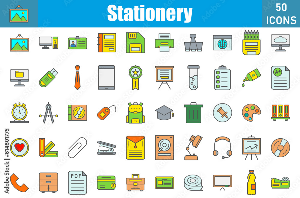 Stationery Icons Set.Perfect Pixel.Vector Illustration Stationery Icons Set.Perfect Pixel.Vector Illustration