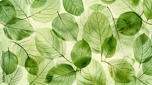 Green transparent leaves seamless pattern background