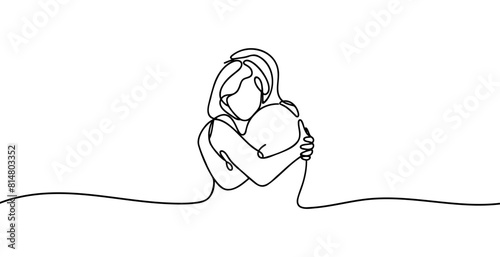 one line drawing of man and woman hugging vector minimalism. Single hand drawn continuous of man and woman in romantic moment. Vector illustration