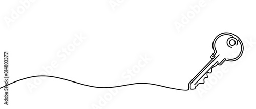 one line drawing of isolated vector object key