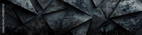 Black and gray grunge background with triangular shapes, perfect for dark backgrounds or graphic design projects 