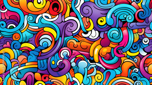 stunning doodle mania graffiti pattern geometric shapes design poster background