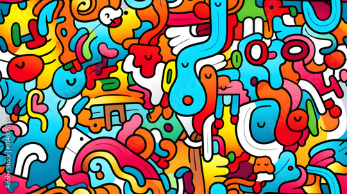 stunning doodle mania graffiti pattern geometric shapes design poster background
