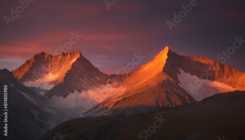 A mountain range glowing in the light of a fiery s upscaled_3