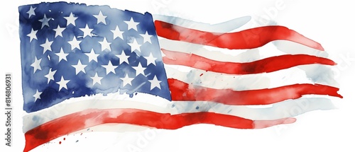 Wallpaper Mural Watercolor painting of the American flag exhibiting patriotic symbolism and artistry Torontodigital.ca