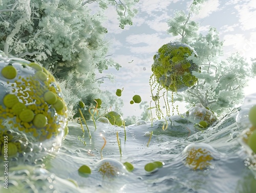 of Bacterial Nitrogen Fixation in Aquatic Environments Showcasing Cyanobacteria and Heterotrophic photo