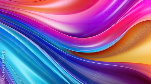 3d abstract wallpaper. Liquid metal rainbow waves. Rainbow colored swirls background