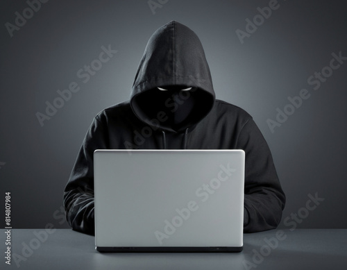hacker stealing data from laptop