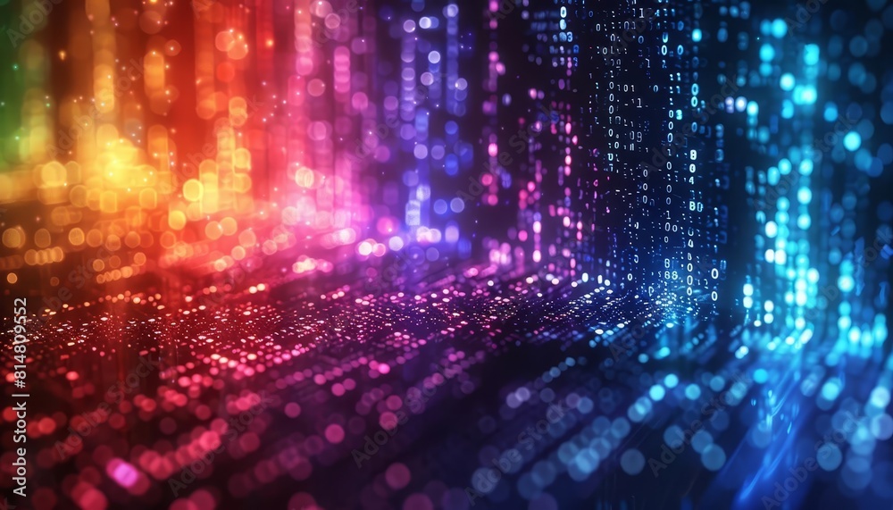 Create a colorful and vibrant background with a flowing pattern of rainbow-colored lights. The lights should be bright and saturated, and the background should be dark. Create a colorful and vibrant background with a flowing pattern of rainbow-colored lights. The lights should be bright and saturated, and the background should be dark.