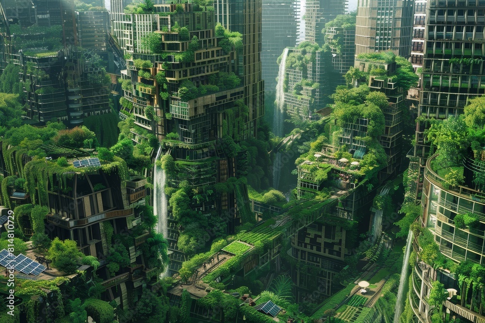 Obraz premium Post-Apocalyptic City Transformed into Verdant Urban Oasis